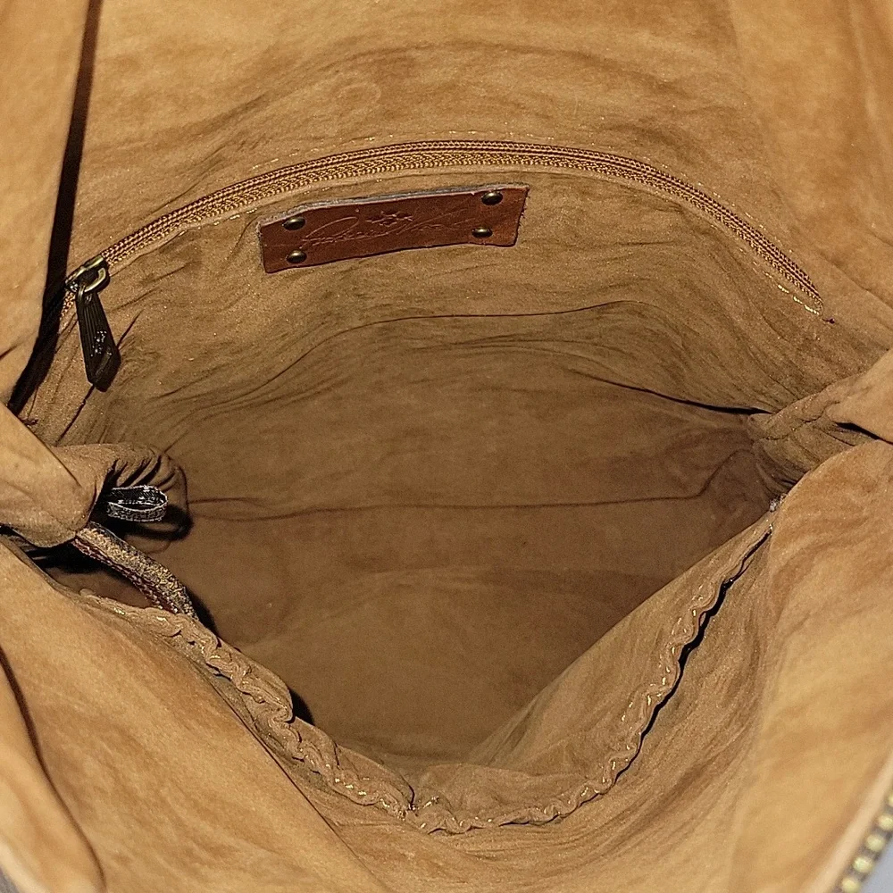 Patricia Nash Classic Tan Leather Fold-Top Backpack Tote Bag